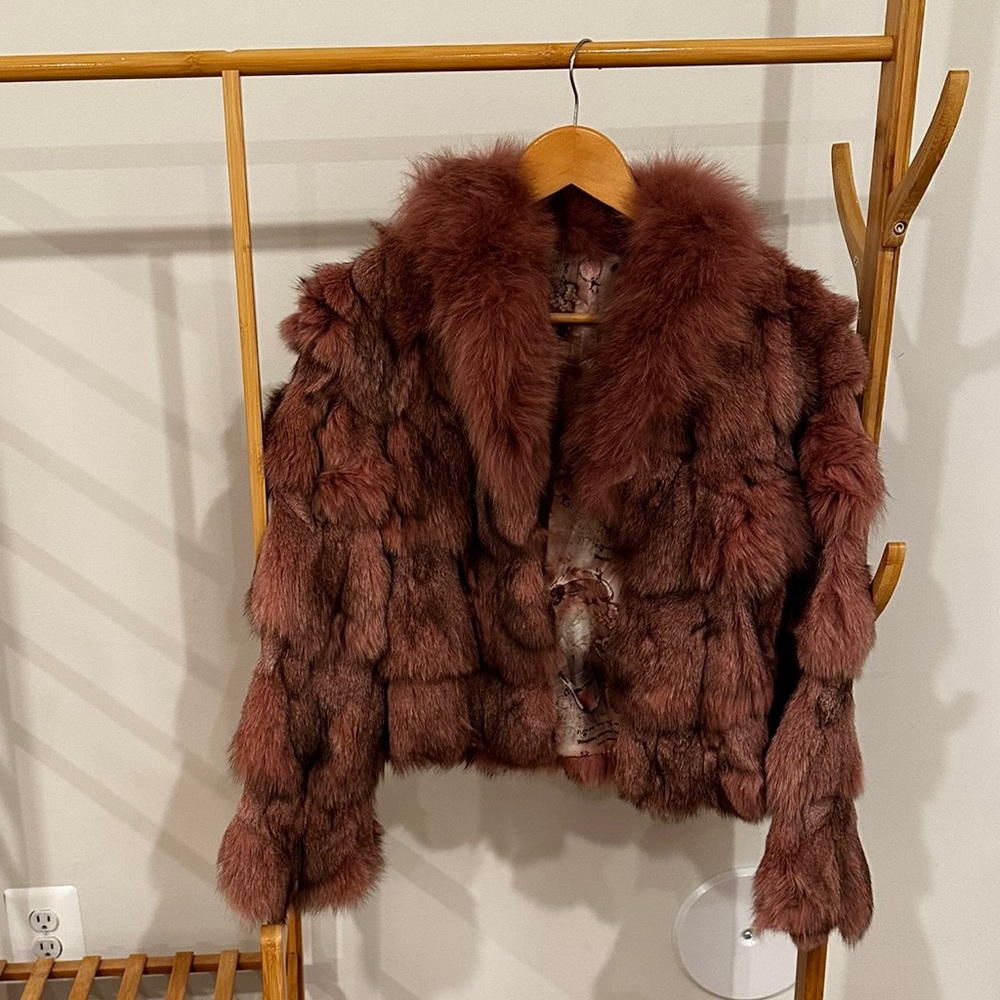 Pink fox fur jacket